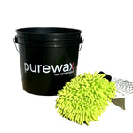 Purewax - Black Wash Bucket, Gritt Guard & Wash Mitt