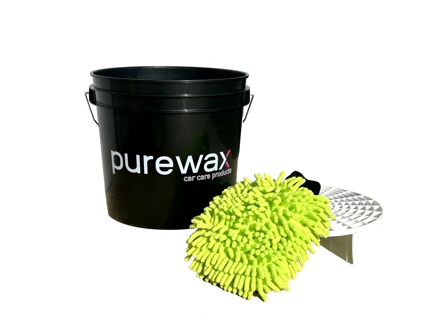 Purewax - Black Wash Bucket, Gritt Guard & Wash Mitt